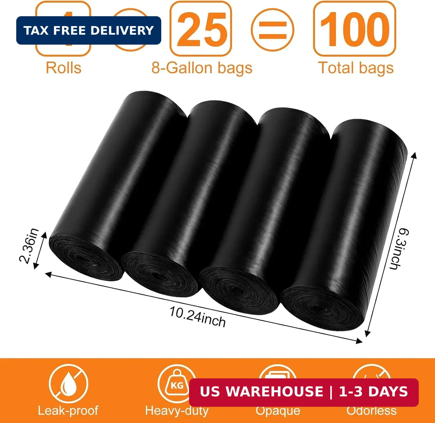 HXSEMAYIG 100PCS Portable Toilet Bags – 8 Gallon Camping Toilet Bags, Toilet Rep