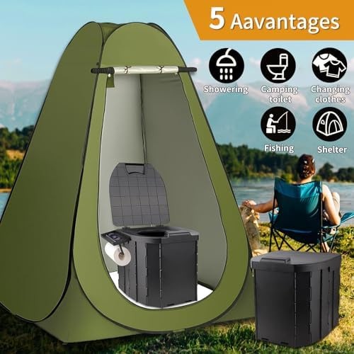 Portable Toilet Kit, Larger Size Portable Camping Toilet with Pop-Up Privacy …