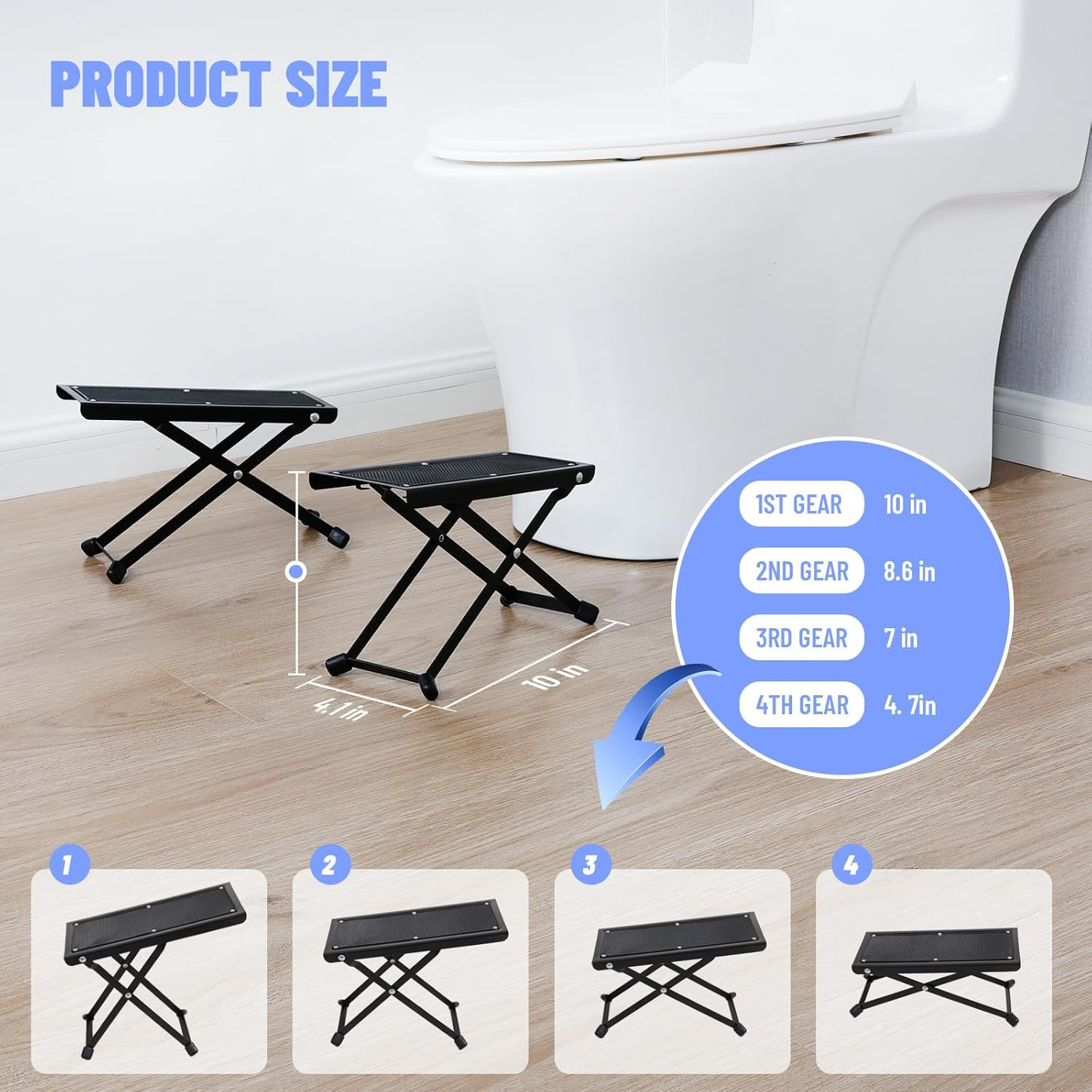 Foldable Toilet Stool – Portable Travel Poop Stool for Toilet, 7″ and 9″ Adju…
