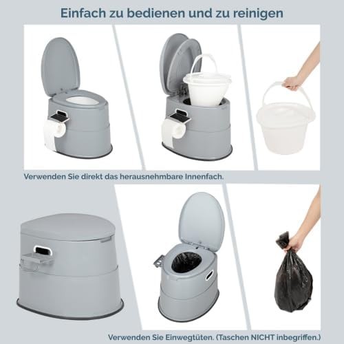 Portable Travel Toilet, Removable Indoor Bucket Mobile Toilet with Seat, Deck…