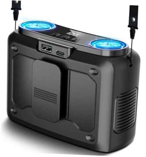 20000mAh Portable Fan,True High Speed Dual Motors with 200% Powerful Black