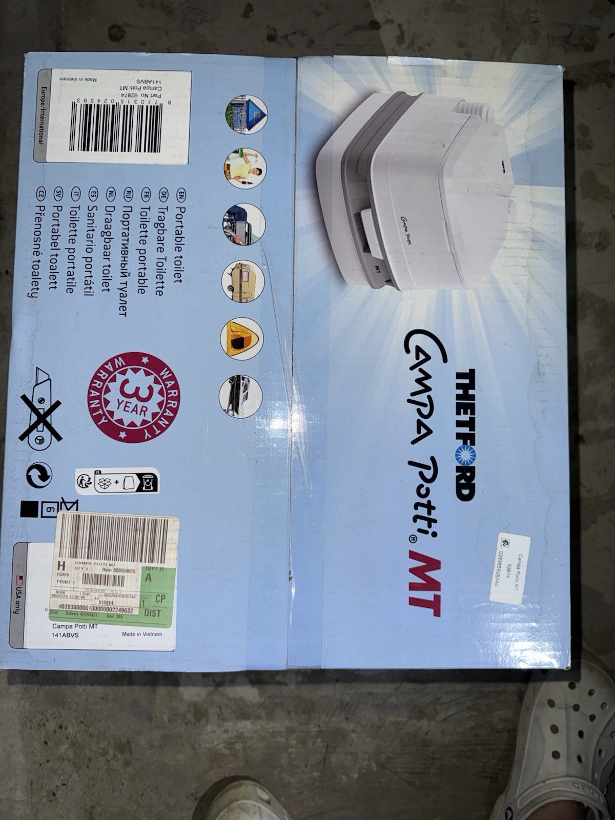 Thetford CAMPA POTTI MT Portable Toilet 92874 Fast Free Shipping