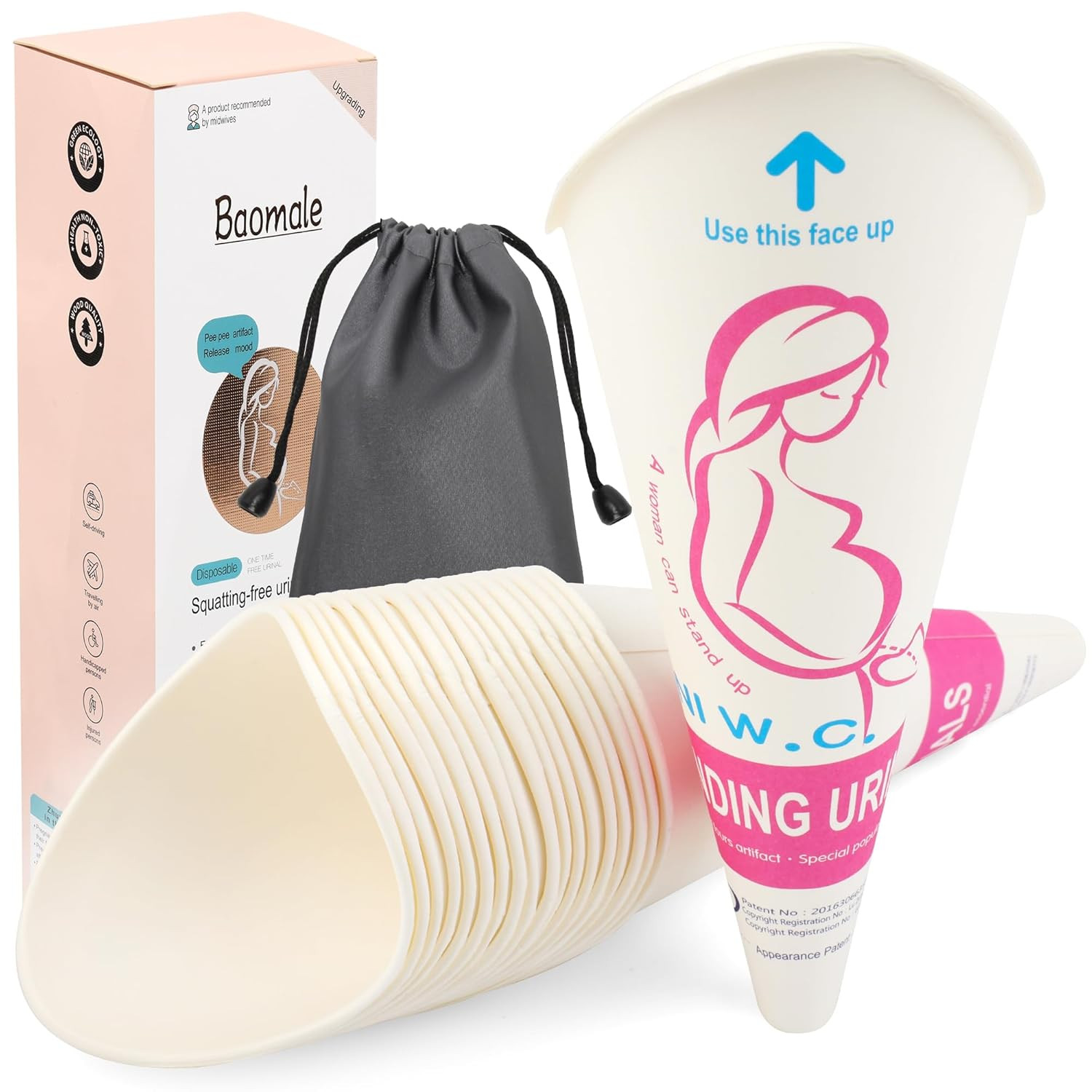 Luxiv 20 50 Pcs Disposable Female Urination Device, Portable Girl Urinal Funnel