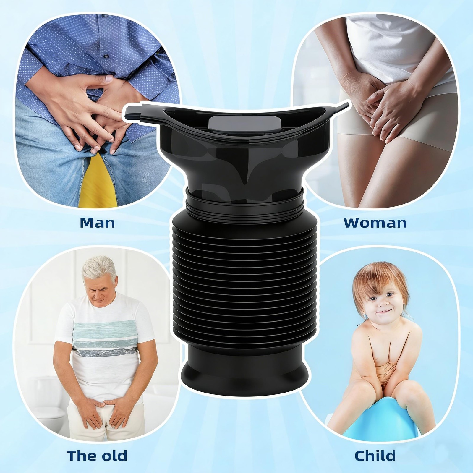 Portable Urinal 750ml Foldable Travel Toilet Emergency Pee Bottle
