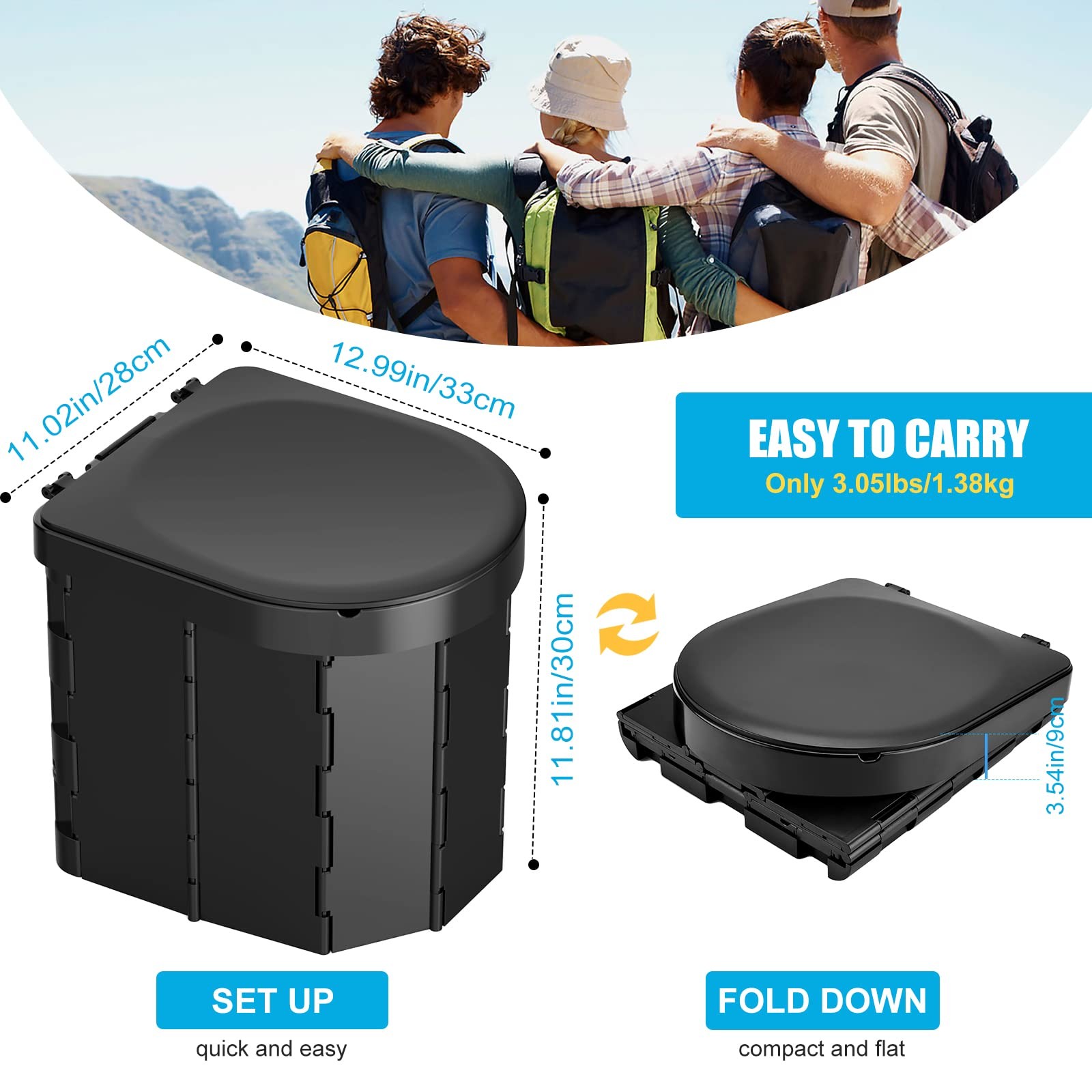 Portable Camping Toilet with Removable Inner Bucket, Leakproof Folding…