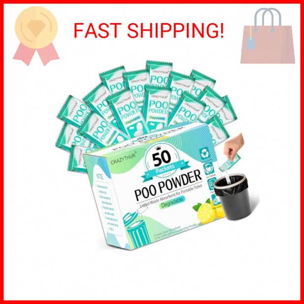 CRAZYTHUR Portable Toilet Gel, 50 Packets Camp Toilet Portable Gel, Poo Powder w