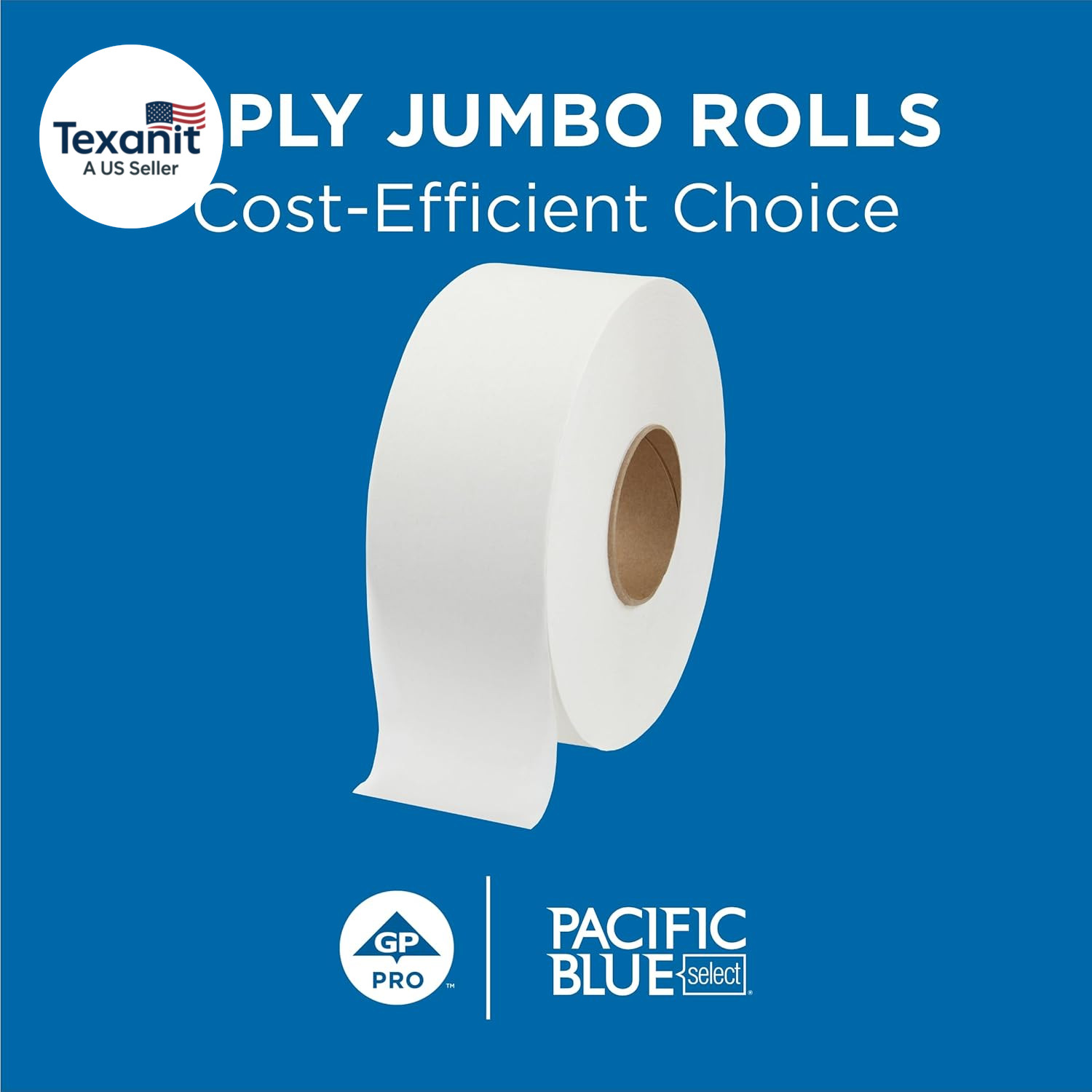 Pacific Blue Select by PRO Jumbo Jr 2-Ply High-Capacity Toilet Paper, White, 10