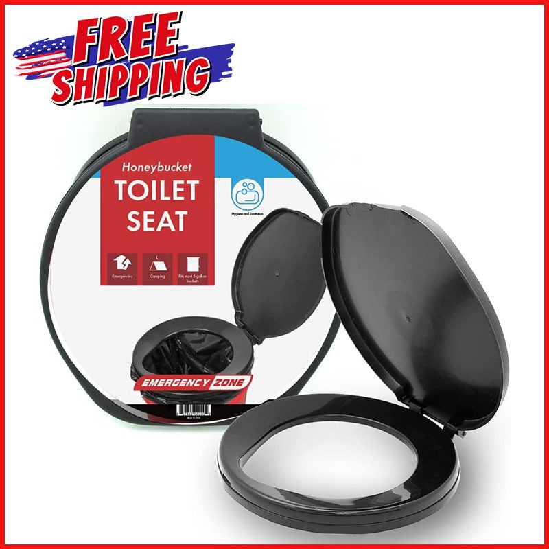 PORTABLE HONEY BUCKET TOILET Emergency Seat Cover Outdoor Camping Travel Black