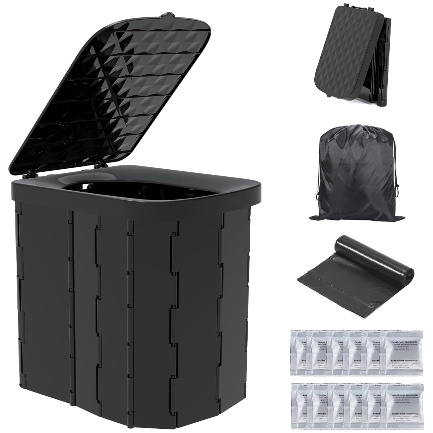 Travel Potty for Adults – 12 Toilet Bags, 12 Pack Liquid Gel