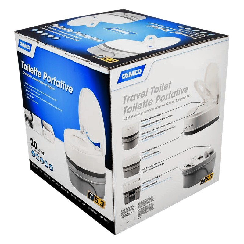 Camco 41545 White Plastic Travel Toilet 5.3 gal