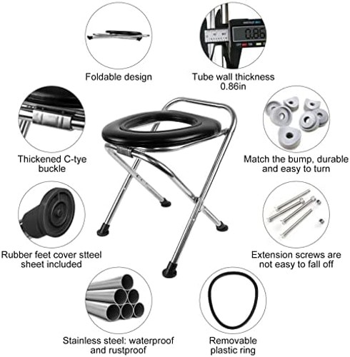 16.5″H Portable Toilet for Camping, 350LB Capacity Stainless Steel Folding To…