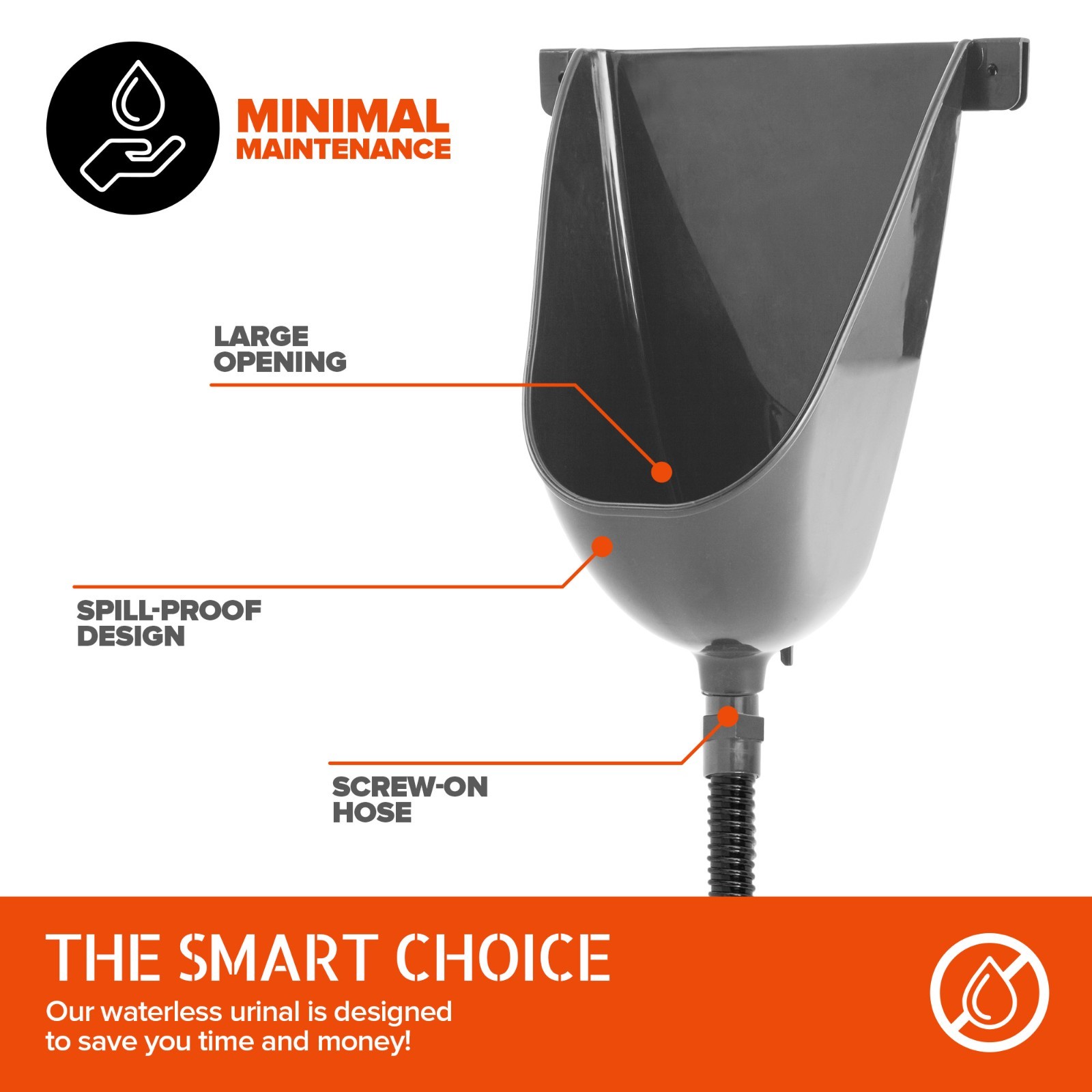 Waterless Outside Toilet Urinal With Hose Urine Diverter Urinal For Men Bathroom