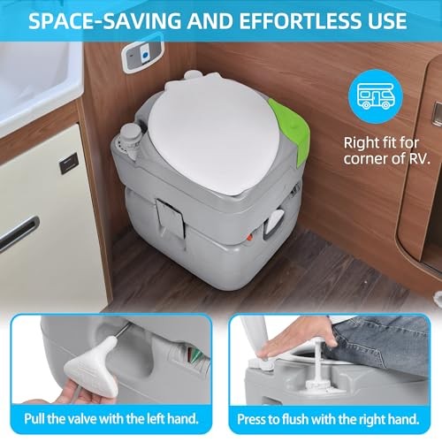 Portable Toilet Camping Porta 5.8 Gal Extended Diagonal Seat+Bag+Sprayer