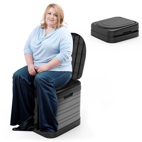 XXL Portable Toilet for Adults, Upgraded Camping Toilets Collapsible Gray