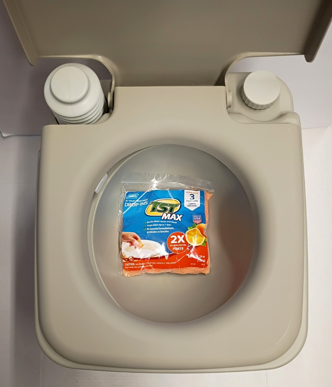 CAMCO Portable Toilet NEW 5.3 Gallon Potty Hand Flush Camping, RV, Hiking, Outdo