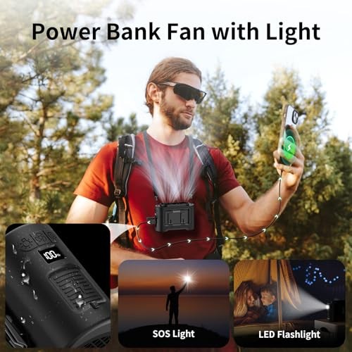 Socool Portable Waist Fan Clip on Wearable Belt Rechargeable 14500mAh black