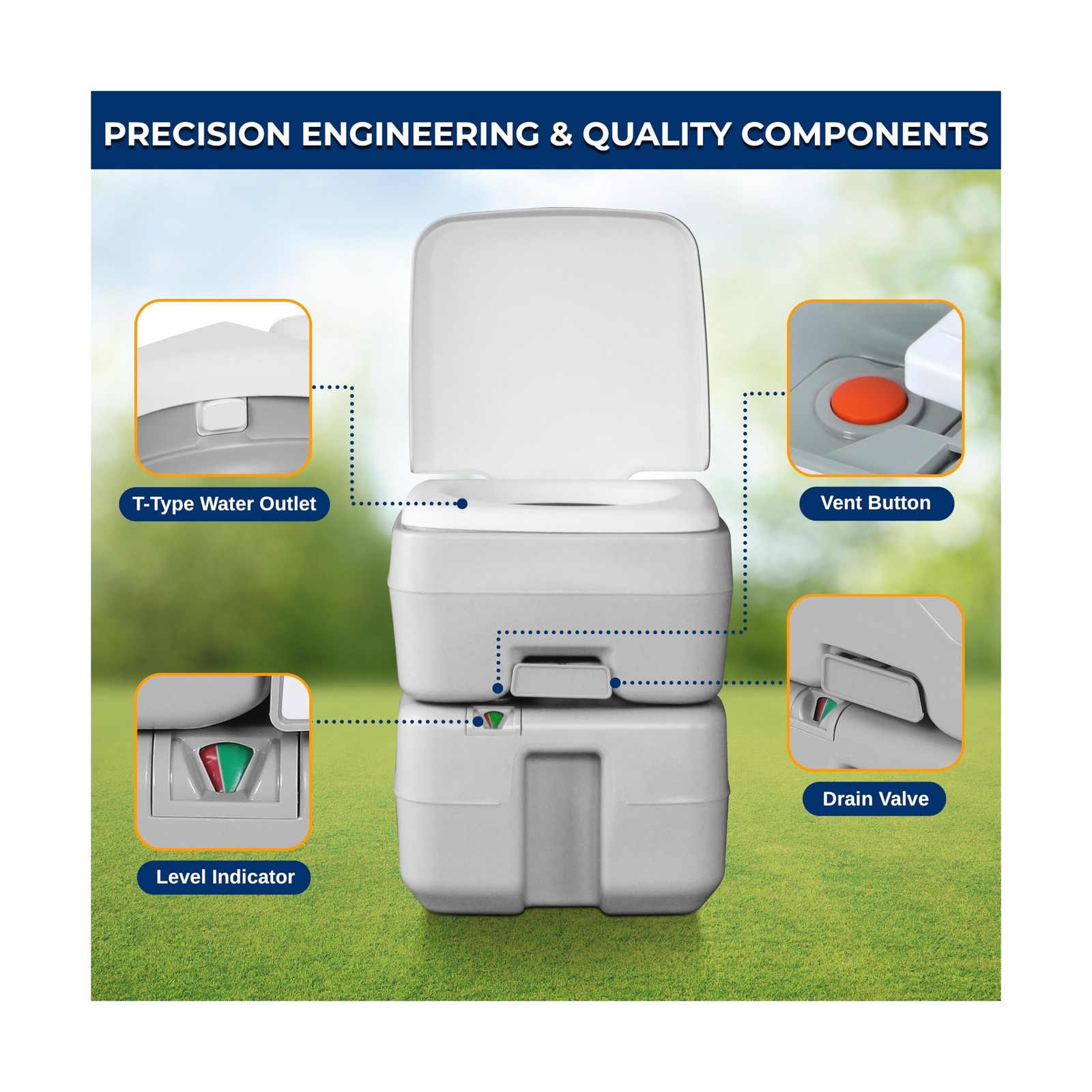 SereneLife Portable Toilet 5.3 Gal Camping Travel Outdoor Flush Toilet Seat |…