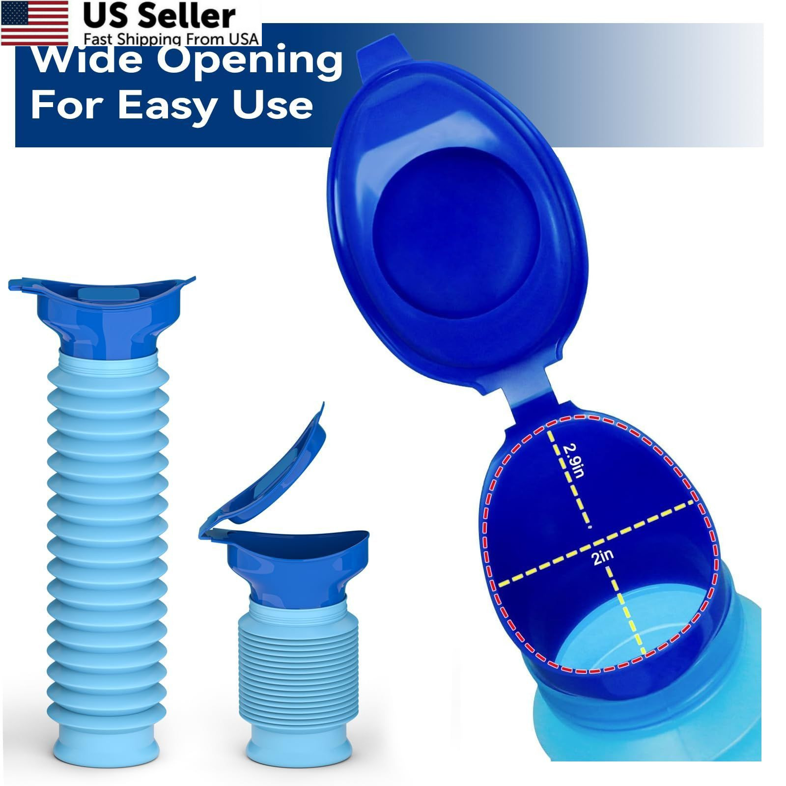 Pee Bottles for Men, Adjustable Emergency Urinal 750ml, Car One Size, Blue