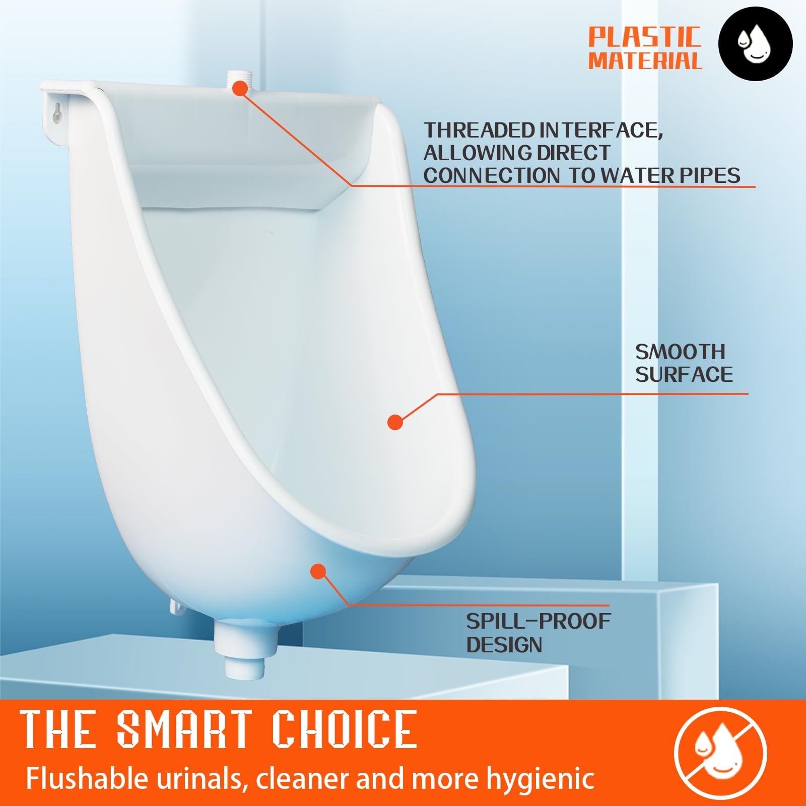 Wall Mounted Commercial Urinal Universal Washout TopSpud Urinal Bathroom Wate…