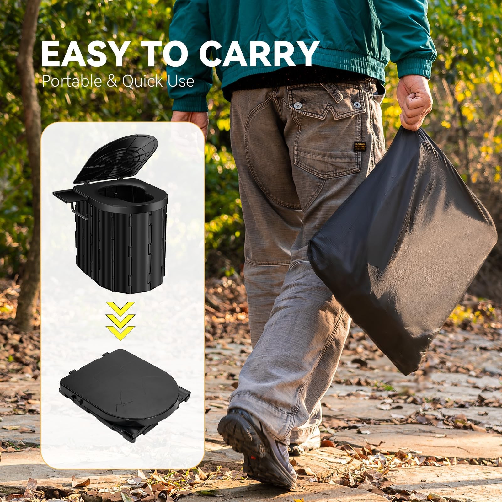 Portable Camping Toilet with Pop-Up Privacy Tent, 12-inch Toilet Seat, Outdoo…