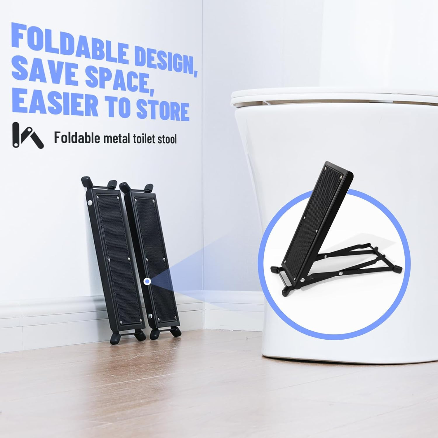Foldable Toilet Stool – Portable Travel Poop Stool for Toilet, 7″ and 9″ Adjusta