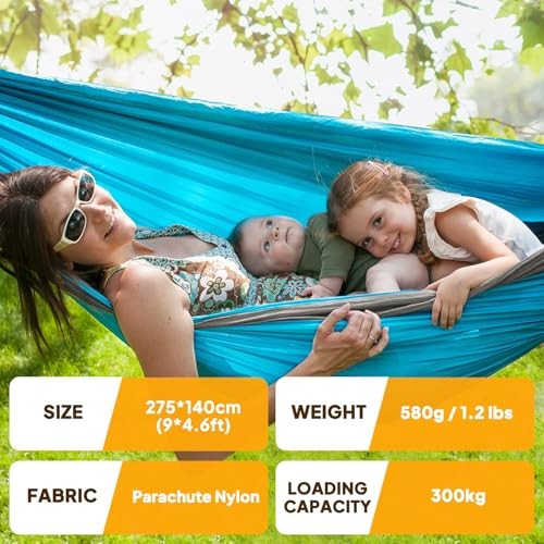 NATUREFUN Ultra-Light Travel Camping Hammock | 300kg Load 275x140cm Azure/Grey