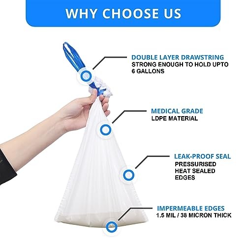 Disposable Potty liners – 50, Bed side commode Liners, 1 Count (Pack of 50)
