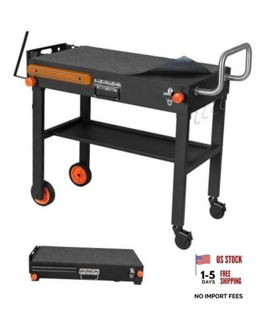 Grill Table Forstone Griddle 22 and 17 Inch, Grill Carts 32″D x 17″H Black