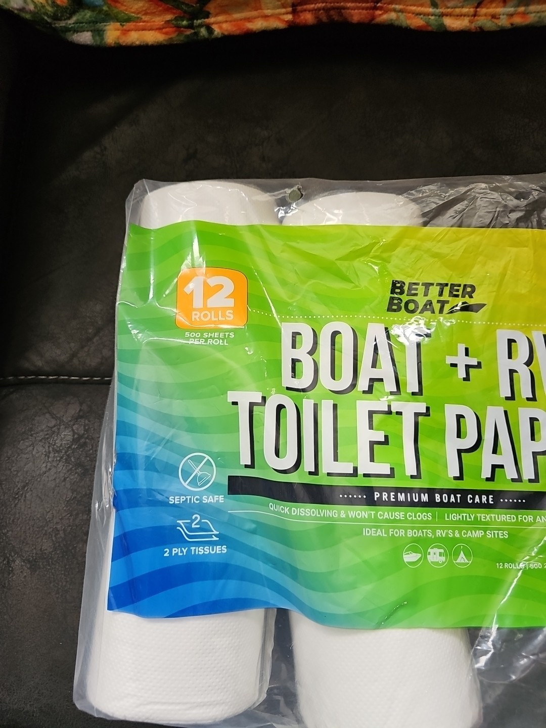 Boat and RV Toilet Paper, Septic Safe Quick Dissolving Tissue, 12 Single Rolls,