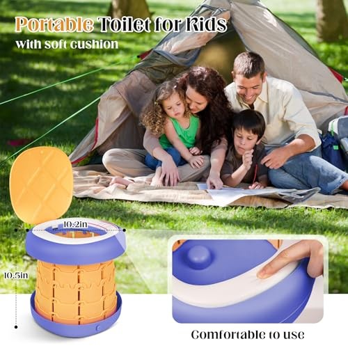Portable Toilet Camping Foldable Potty Travel Toilet Adjustable Yellow&Purple