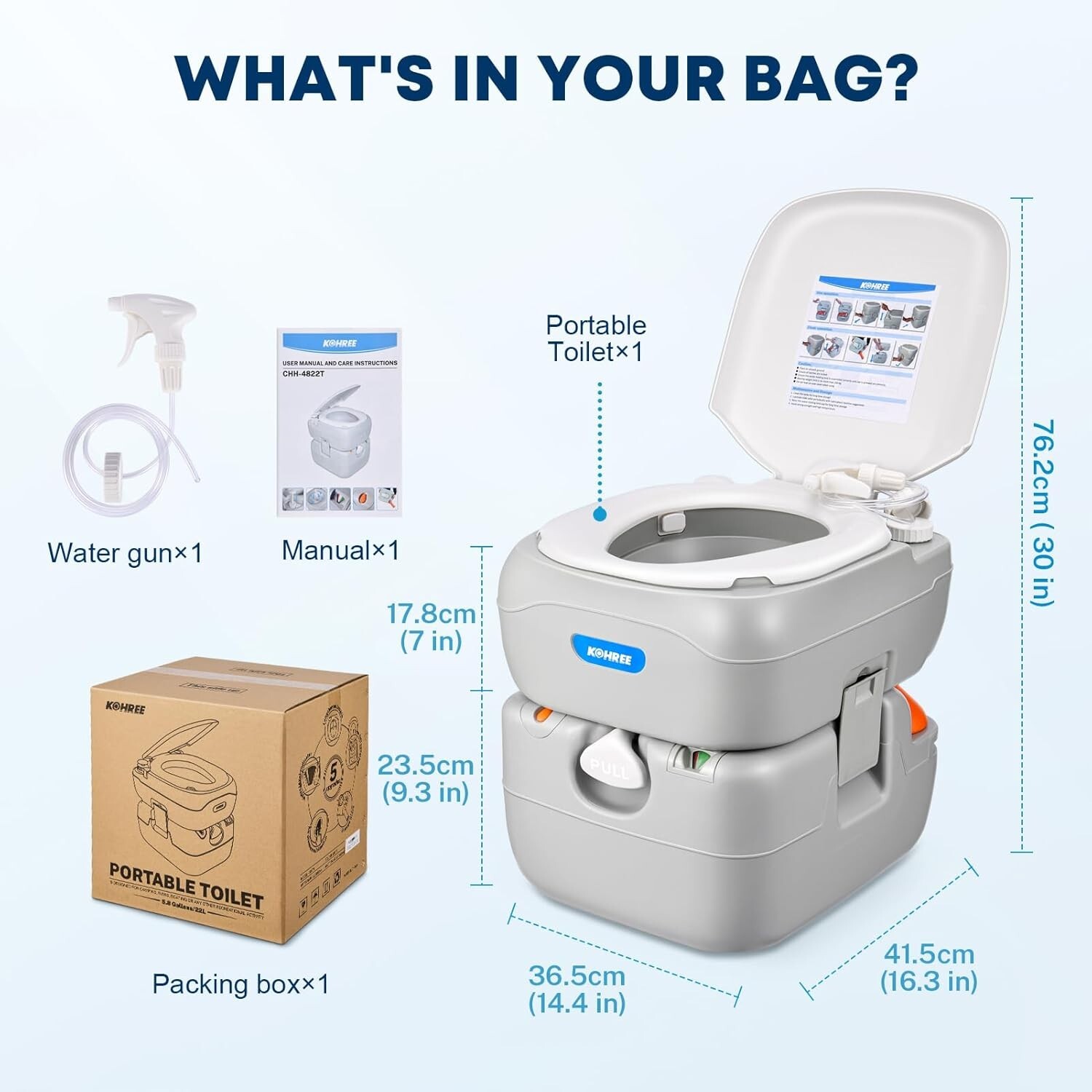 Compact 5.8 Gal Camping Toilet with Level Indicator – Ideal for RVs and Outdoors