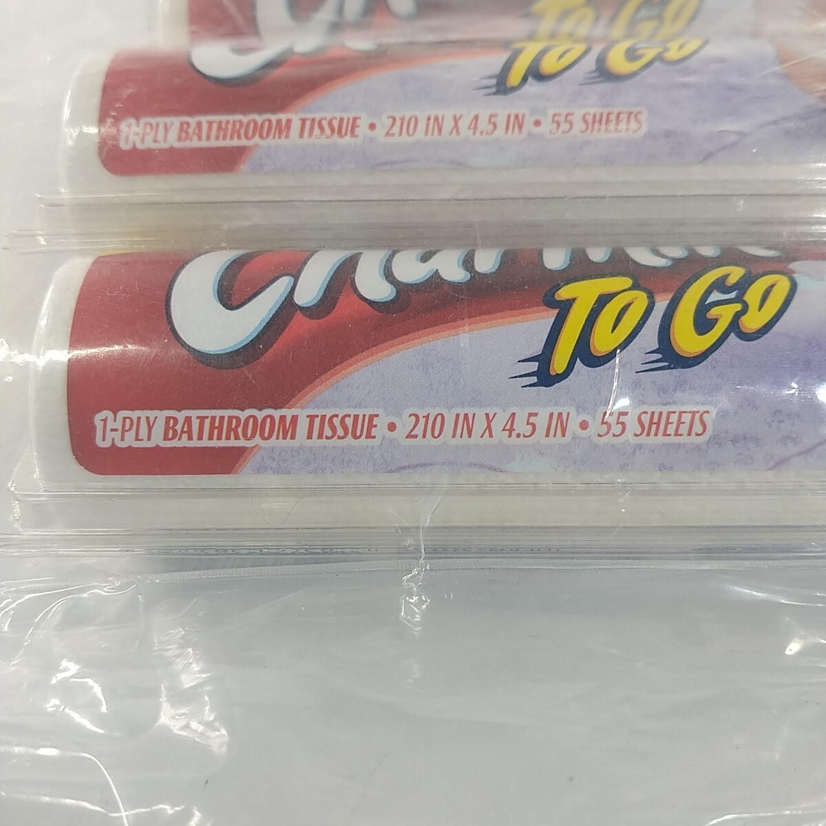 Lot 4 Charmin To Go Toilet Paper 1-Ply Bath Tissue 55 Sheets Pull out Dispenser