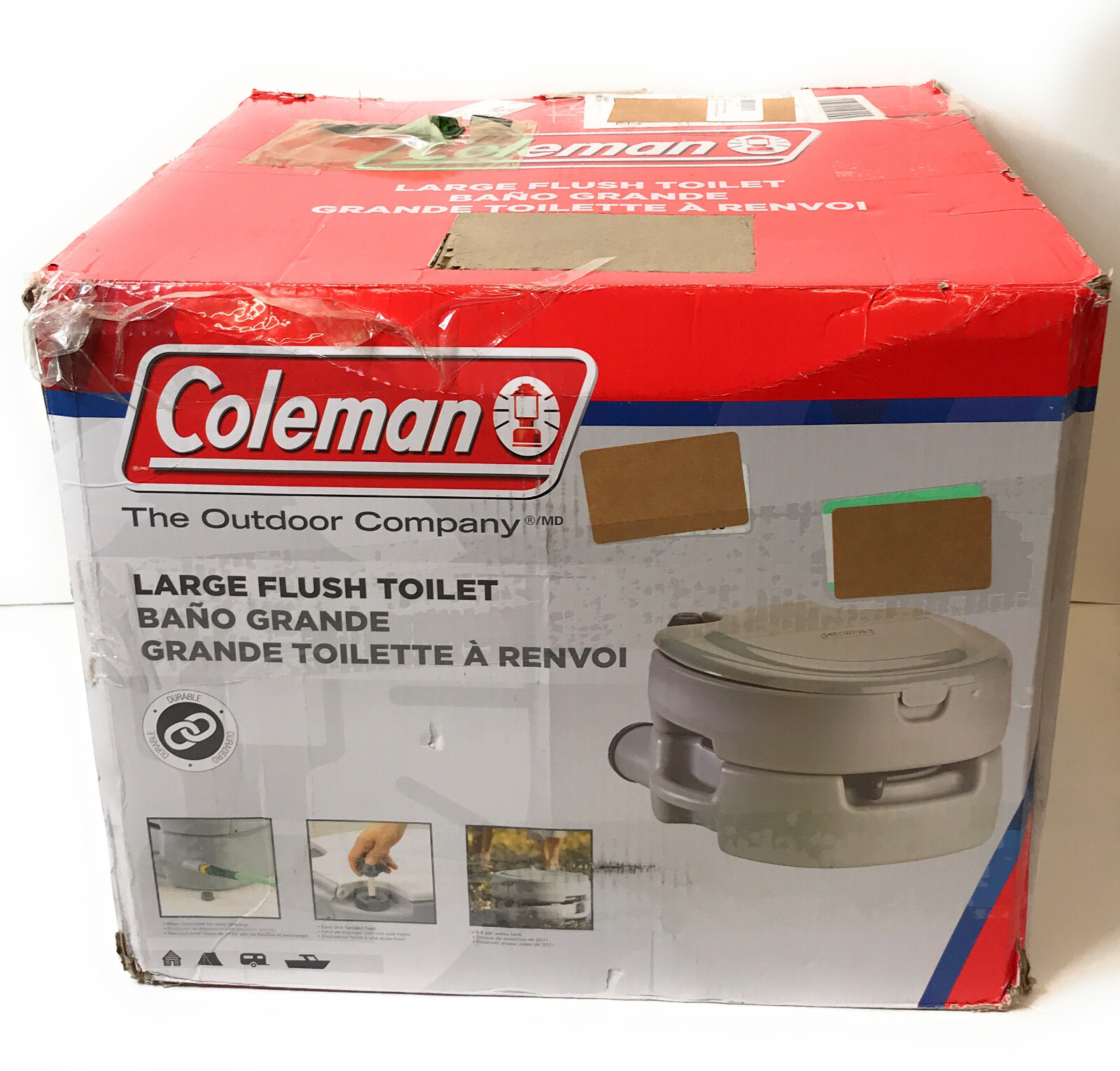 Coleman 5.3gal Outdoor Portable Flush Toilet, Gray, Large, 2000016503