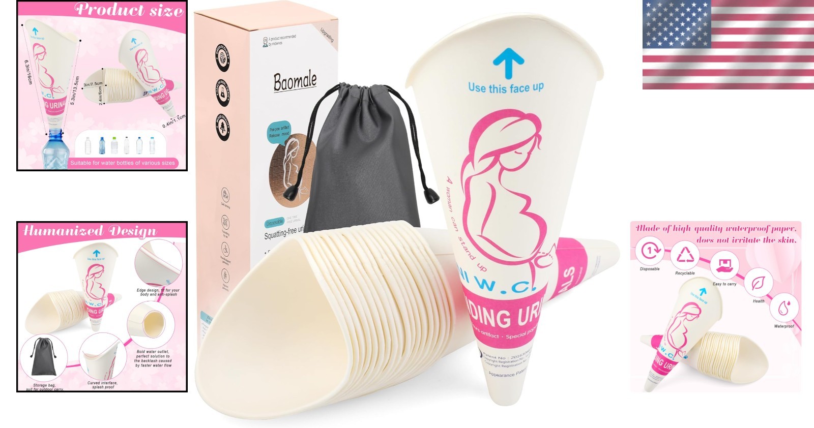 Comfortable Standing Pee Cups for Women – 20 Pack Portable Urinals for Travel