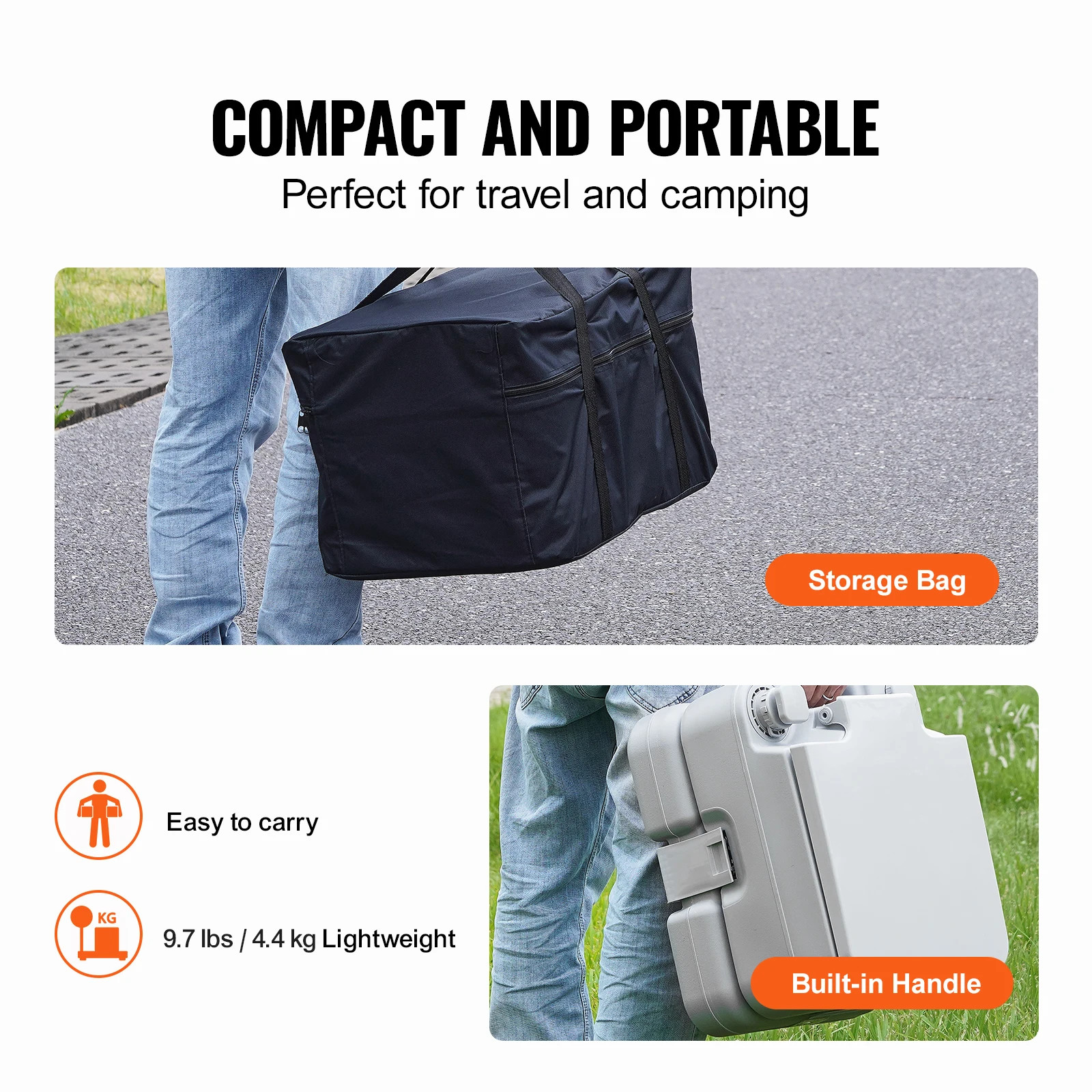 SucceBuy Portable Toilet for Camping Porta Potty Push Button Pressurized Flush