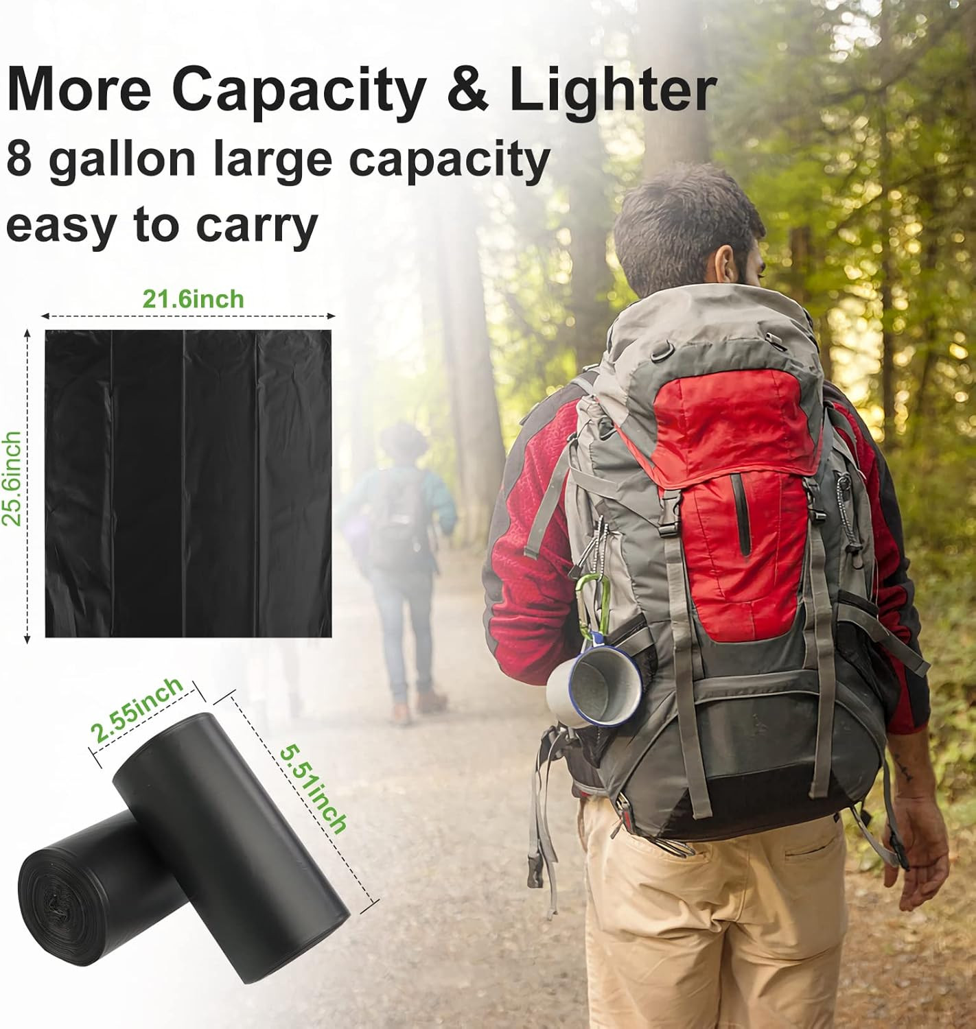 80 Portable Toilet Bags, Camping Toilet Bags, 5-8 Gallon Compostable Bags, Biode