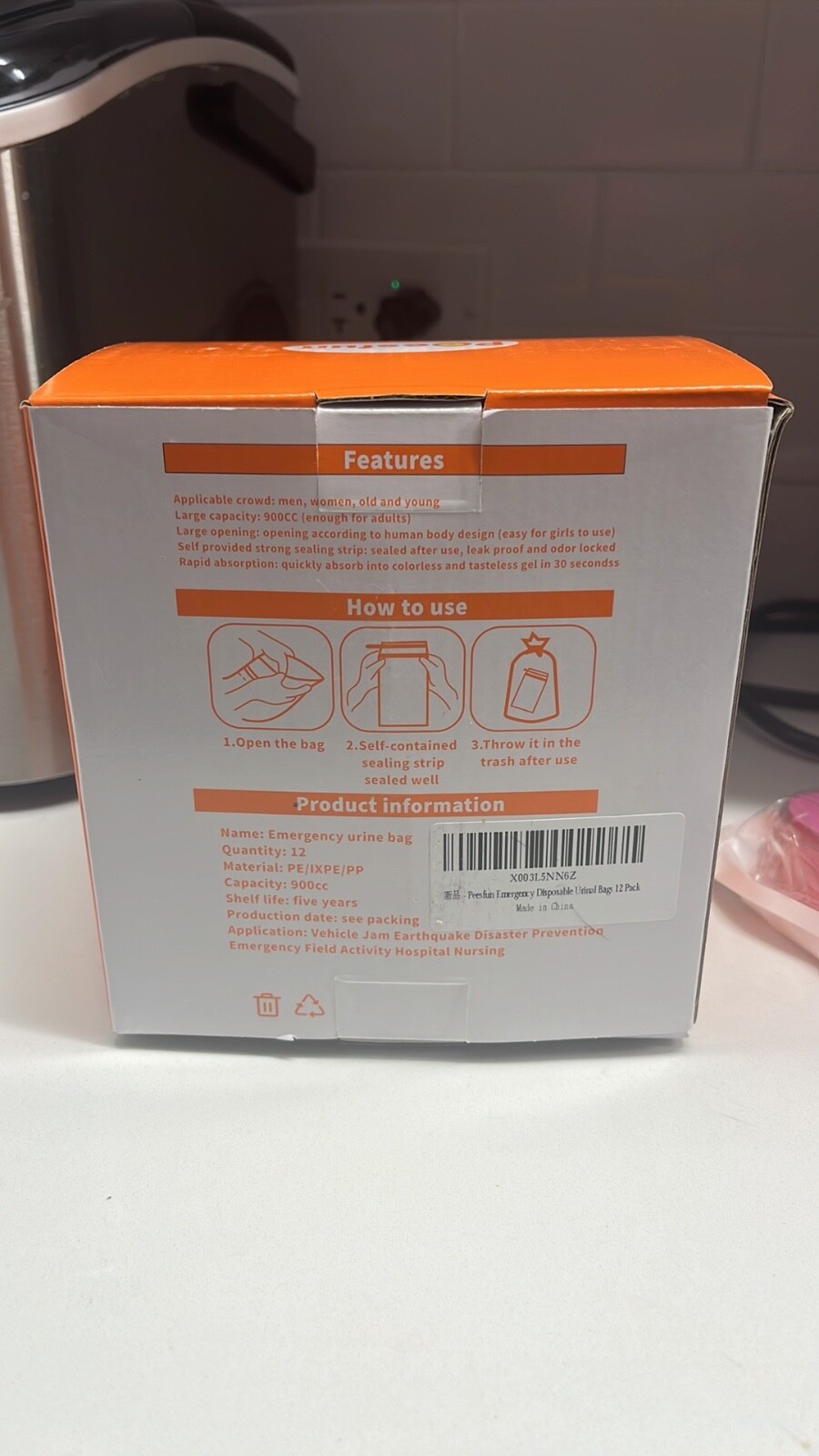 emergency urine bag