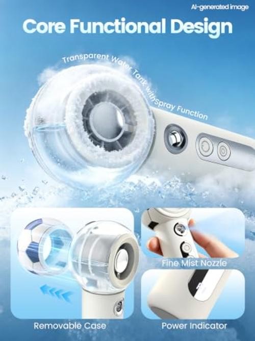 World Cup 2026 Portable Misting Fan, Soccer Shape Quiet Handheld Fan with