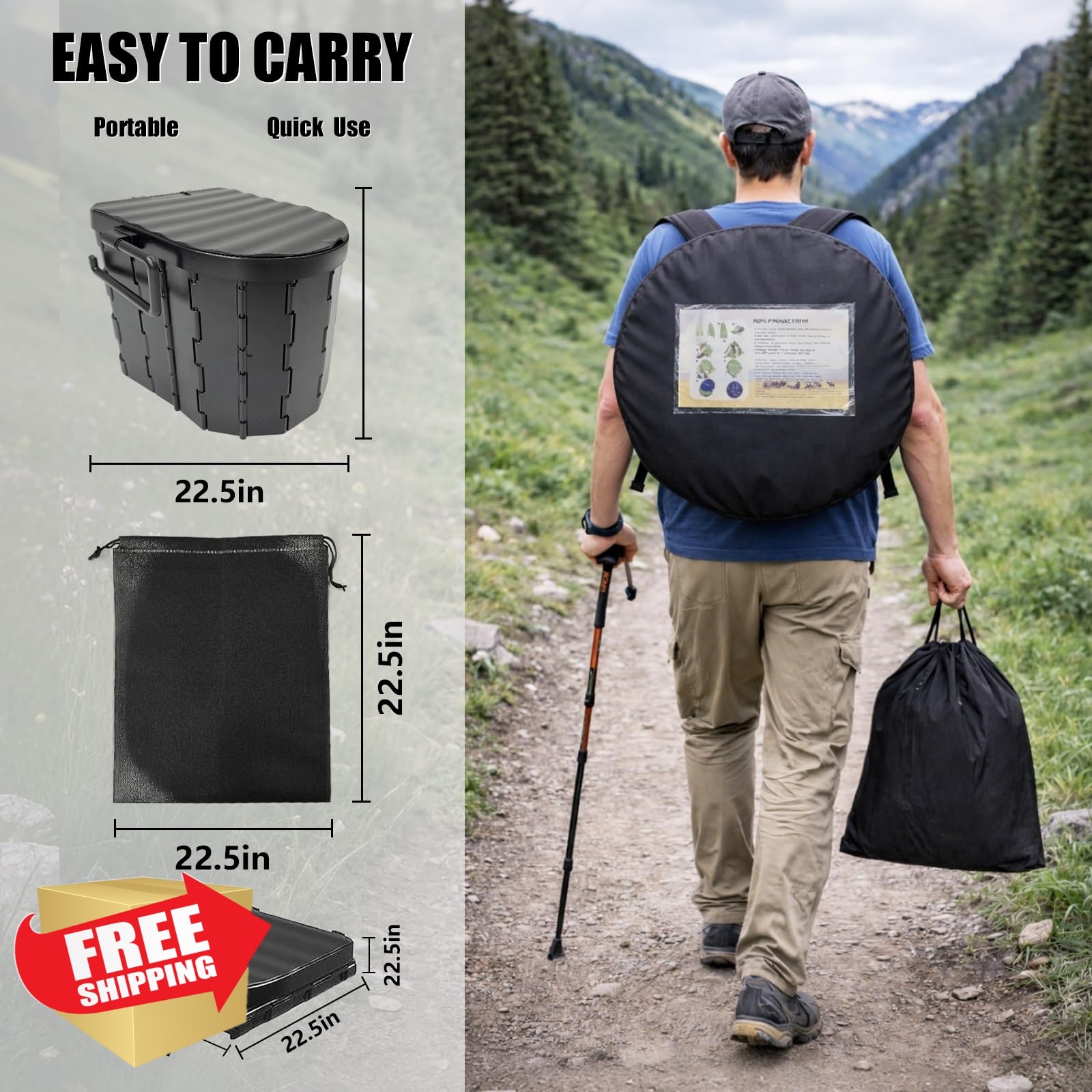 campmemory portable toilet black tent