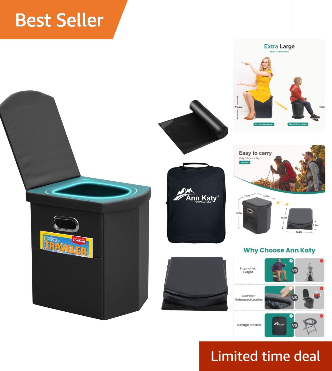 Ergonomic Folding Travel Toilet – Portable Solution for Camping Families