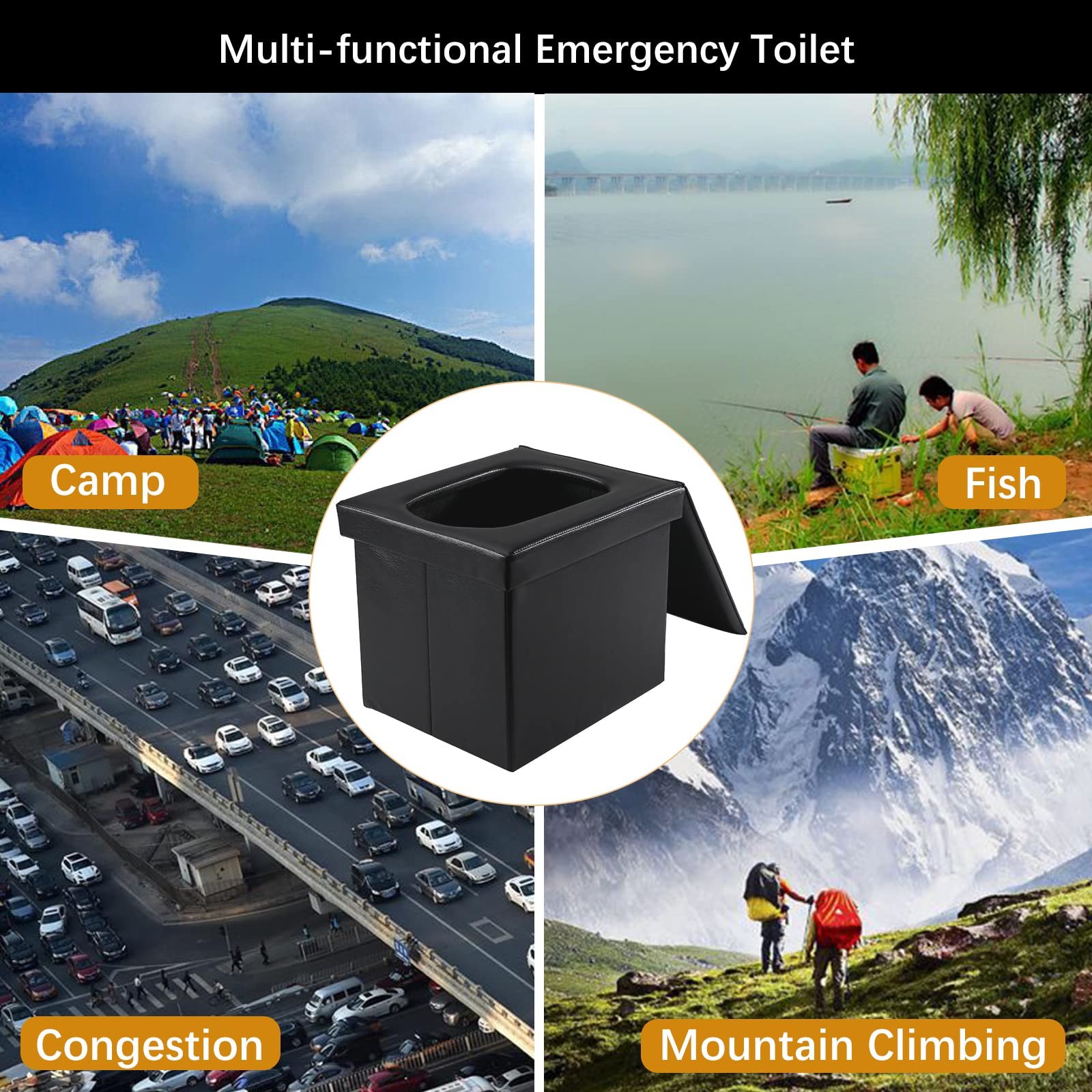 Camping Toilet Foldable, High Quality Leather Mobile Camping Toilet Toilet Loo Kl…