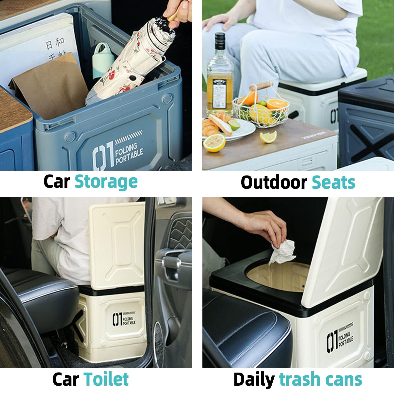 Multifunctional Foldable Portable Car Toilet Lightweight Outdoor Camping & Tr…