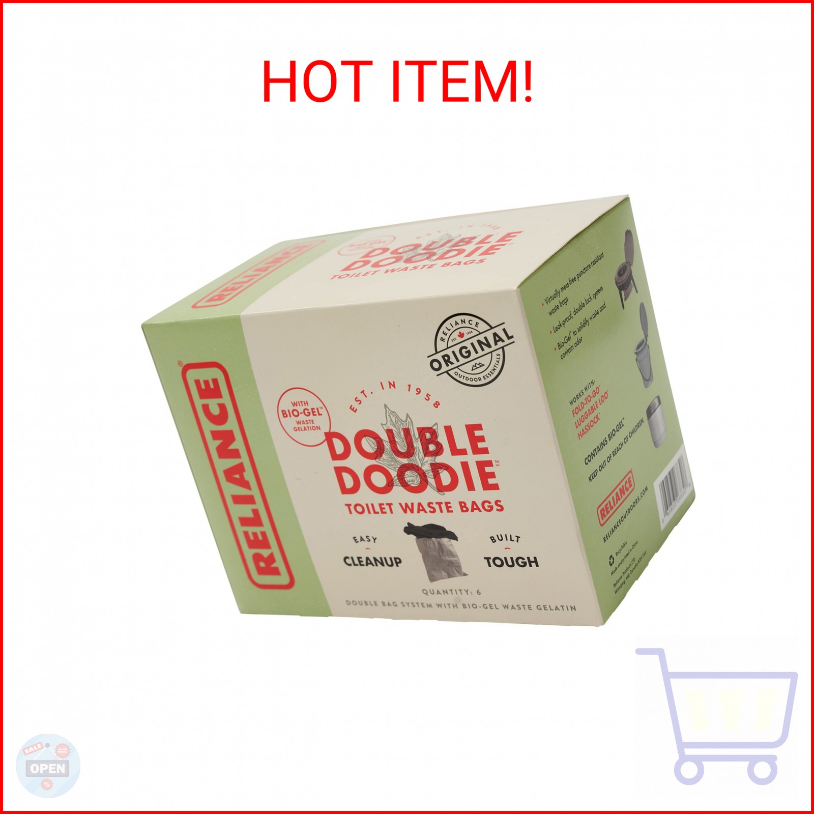 Reliance Products 2683-03 Double Doodie Toilet Waste Bags (6-Pack), Black
