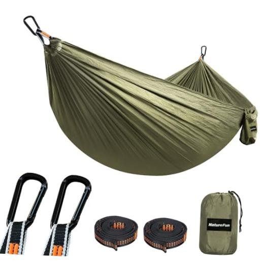 NATUREFUN Ultra-Light Travel Camping Hammock | 300kg Load 275x140cm Army-green