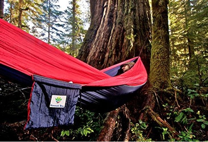 Single – Camping Hammock – Camping Essentials, Portable Hammock – Navy / Red
