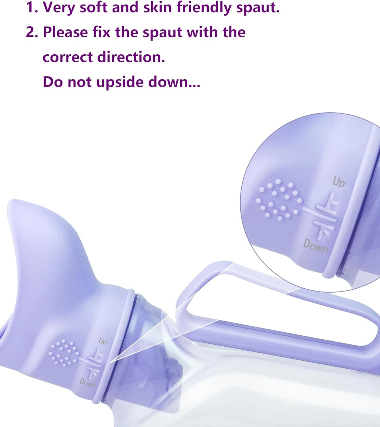 Urinal for Women – Portable Handle with Kniteed Case and Brush, Purple Pee Bottl