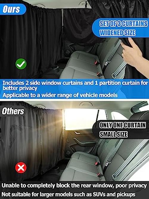 Set of 3 Car Window Shades – 95% Light Blocking Sunshades, 1 3pcs Curtain Set
