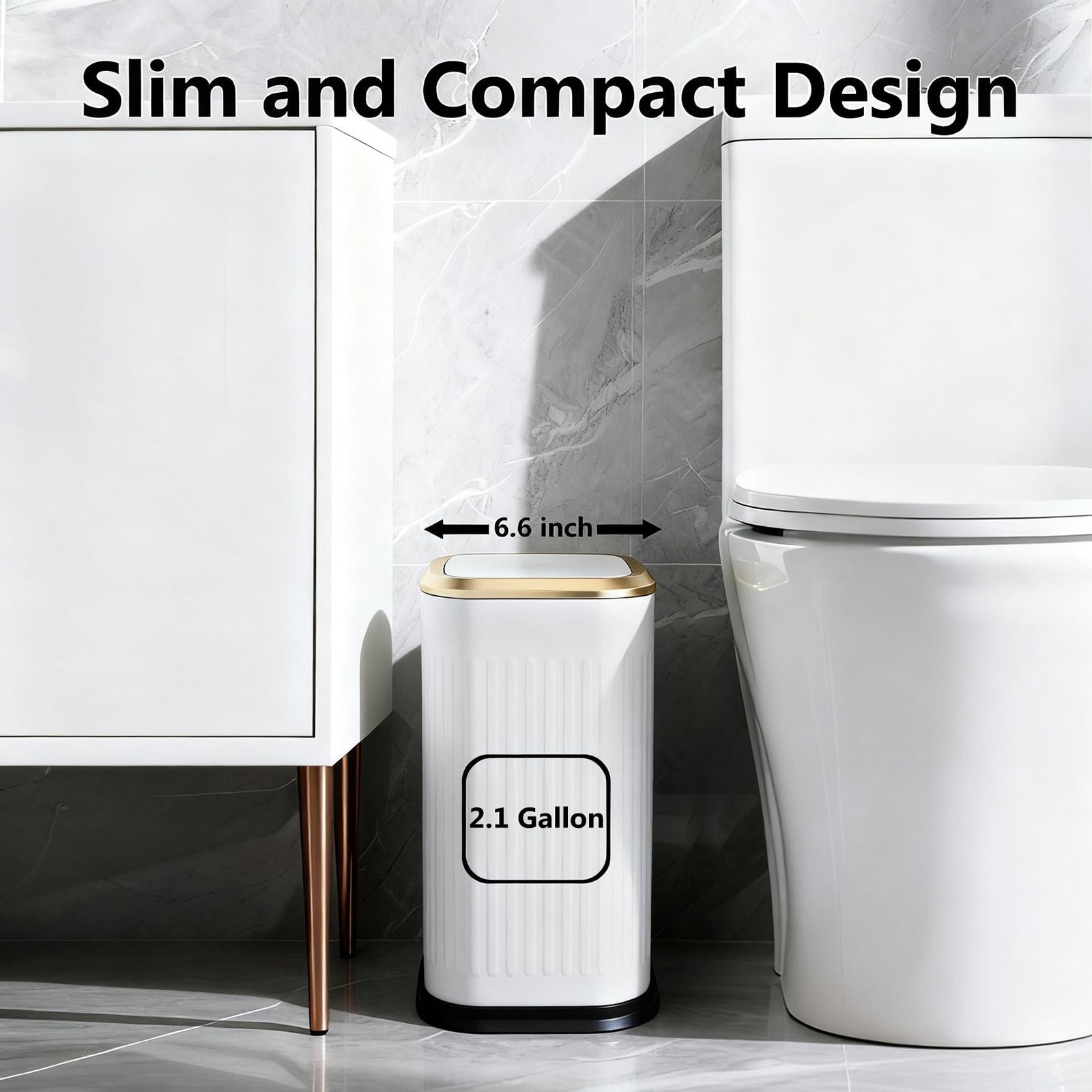 TIPGO Bathroom Trash Can with Lid, 2.1 Gallon / 8 Liter Small Garbage Can, Pr…