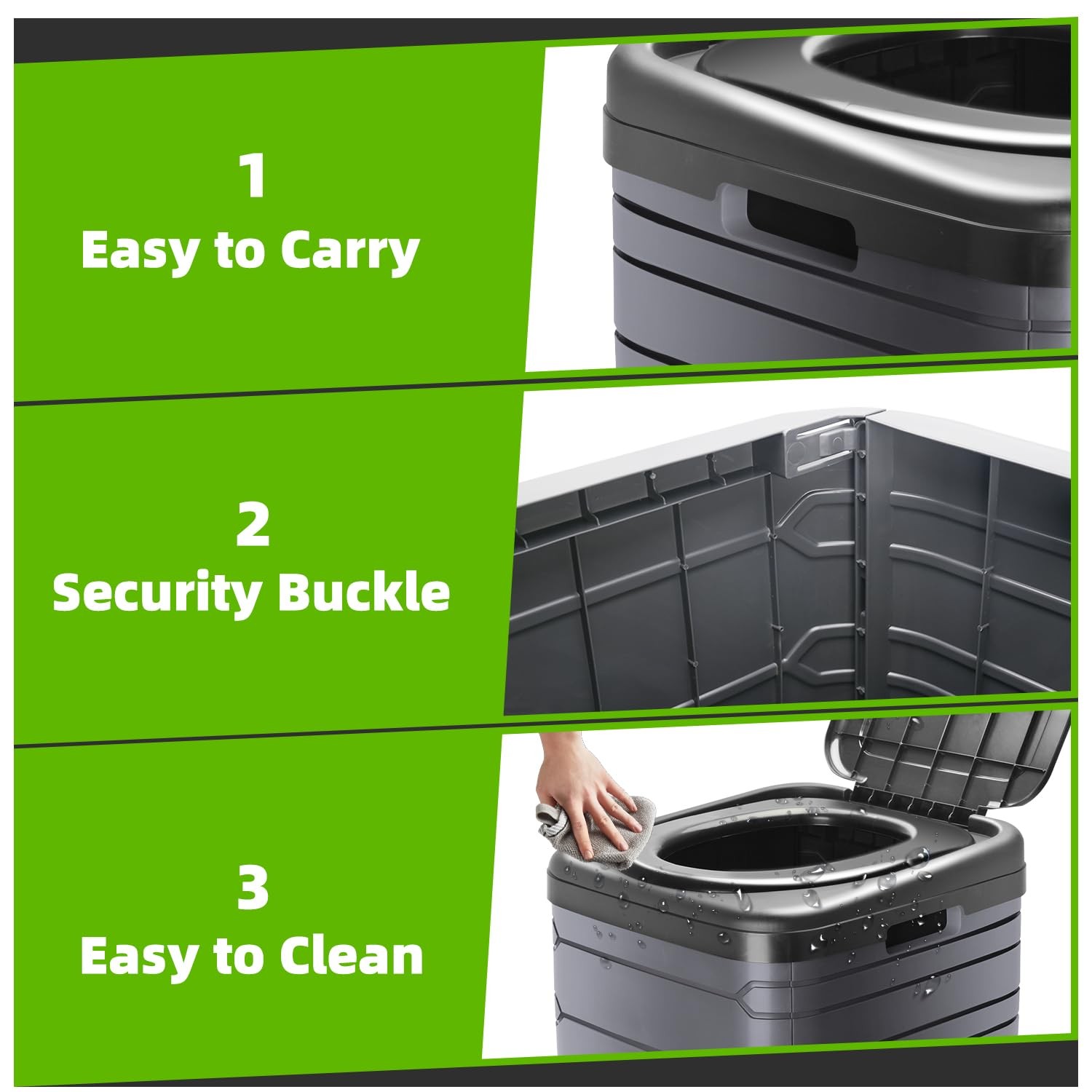 Sckee XXL Portable Toilet for Adults,16” Tall Camping with XXL, Black