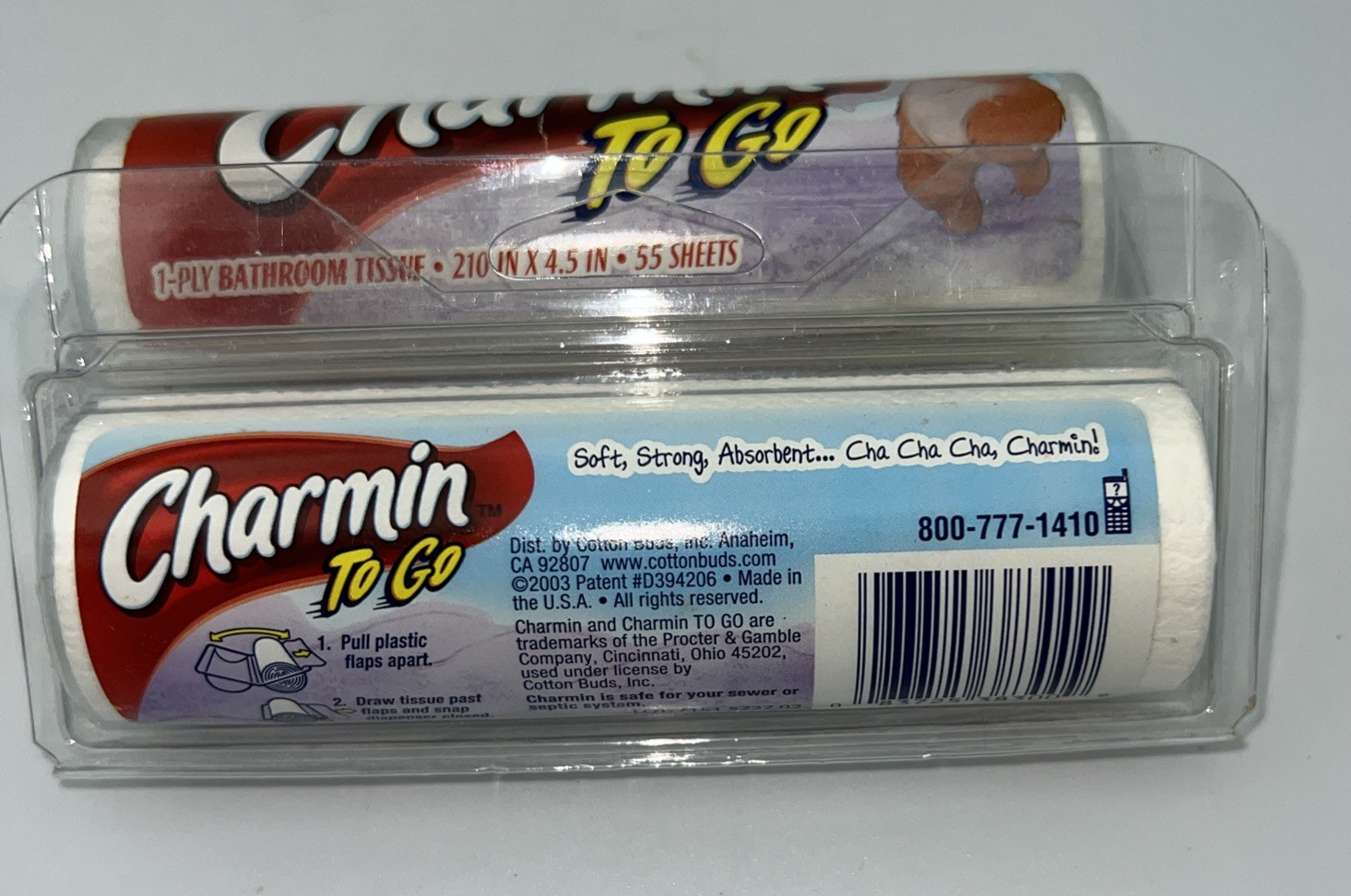 2003 Charmin To Go Toilet Paper Bath Tissue 55 Sheets Lot Of 2 Camping Hiking
